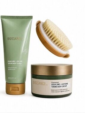 Biossance Squalane Enzyme Body Scrub & Cream Set NWT Luxury Skincare Kit